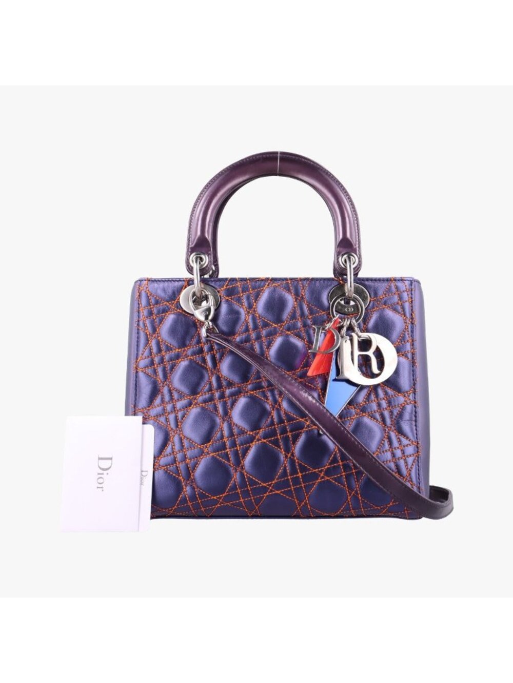 Dior Purple Orange Brown Lambskin Handbag